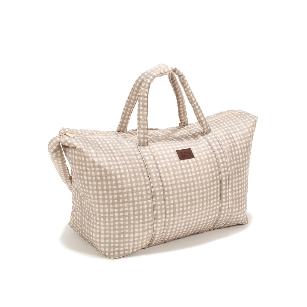 Nylon Weekend Bag - Beige Gingham