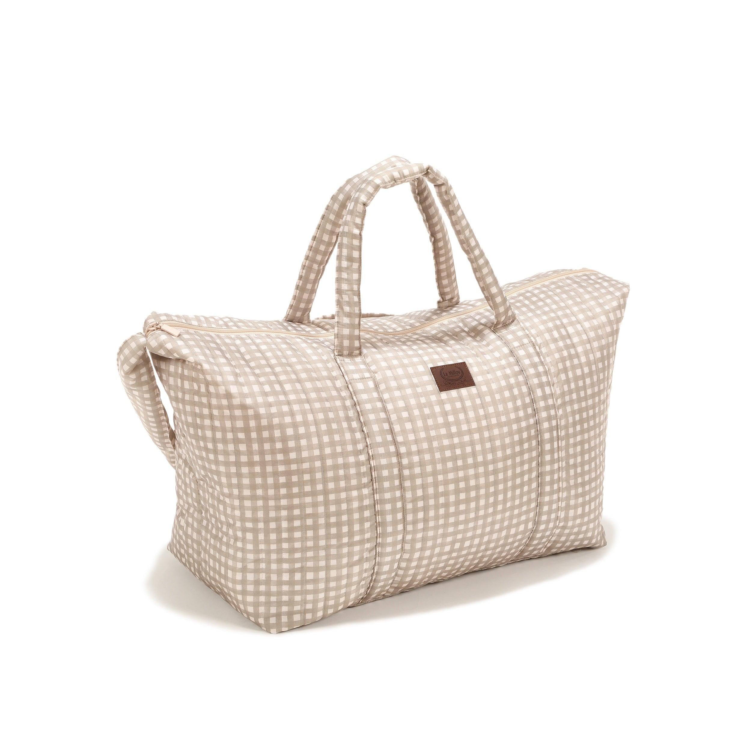 Nylon Weekend Bag - Beige Gingham