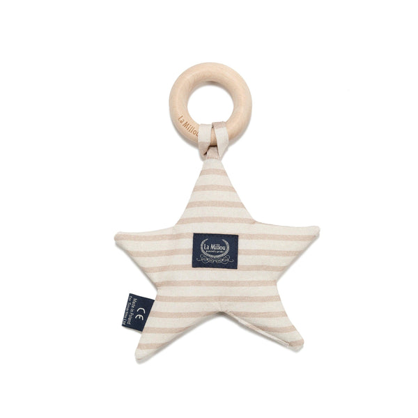 Anneau de Dentition Star Coton - Rayures Beige