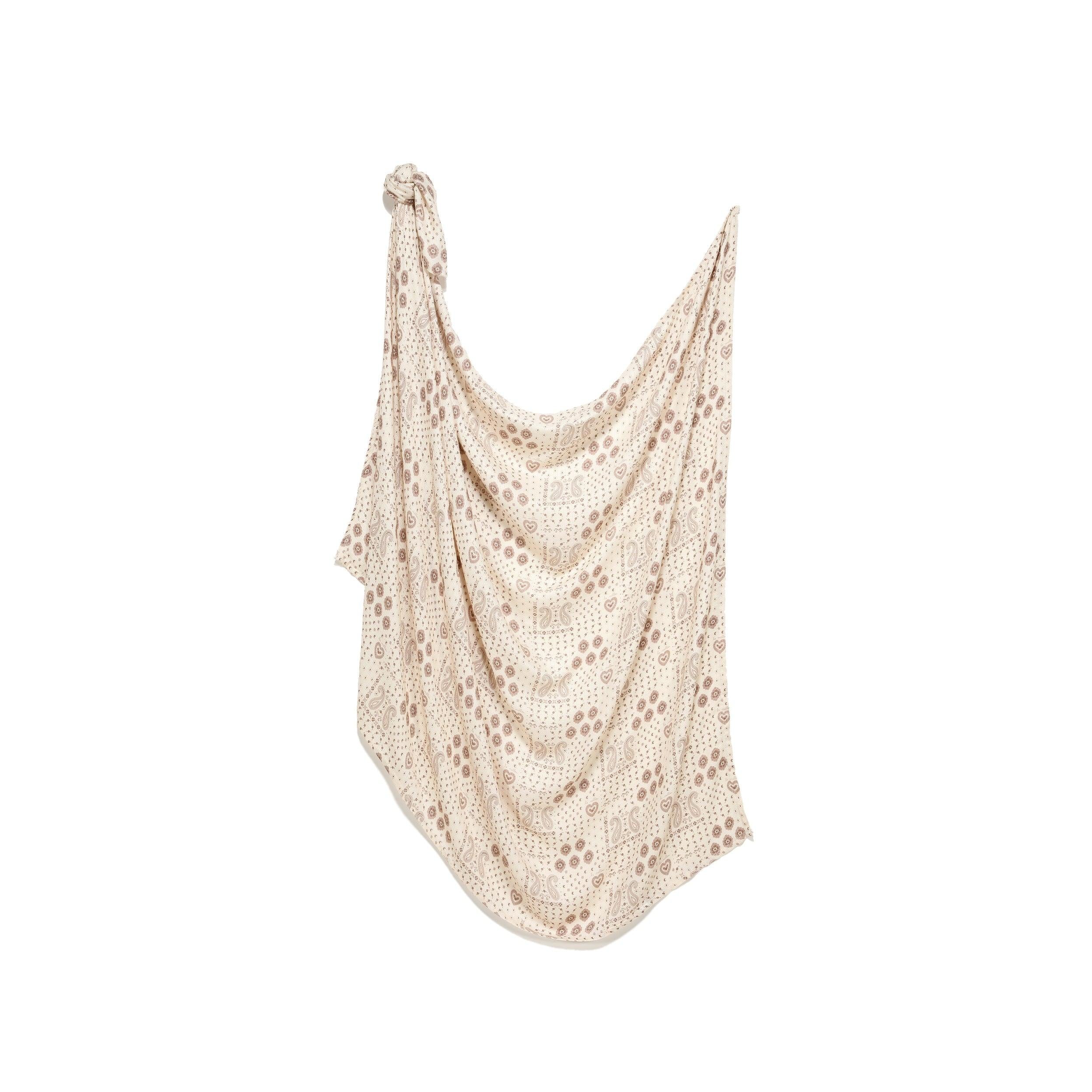 Muslin Bamboo Swaddle Blanket - Cream Bandana