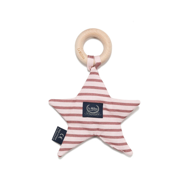 Anneau de Dentition Star Coton - Rayures Rose