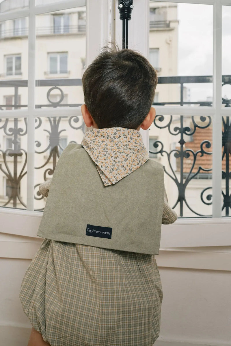 Vendôme Scarf - Camel & Green Flowers