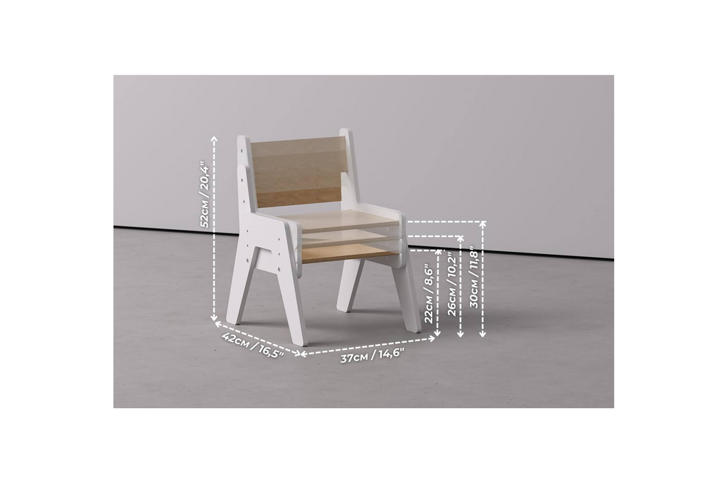 Dúo de mesa y silla escalable – Blanco