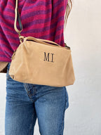 Grand Sac Bandoulière En Daim Beige