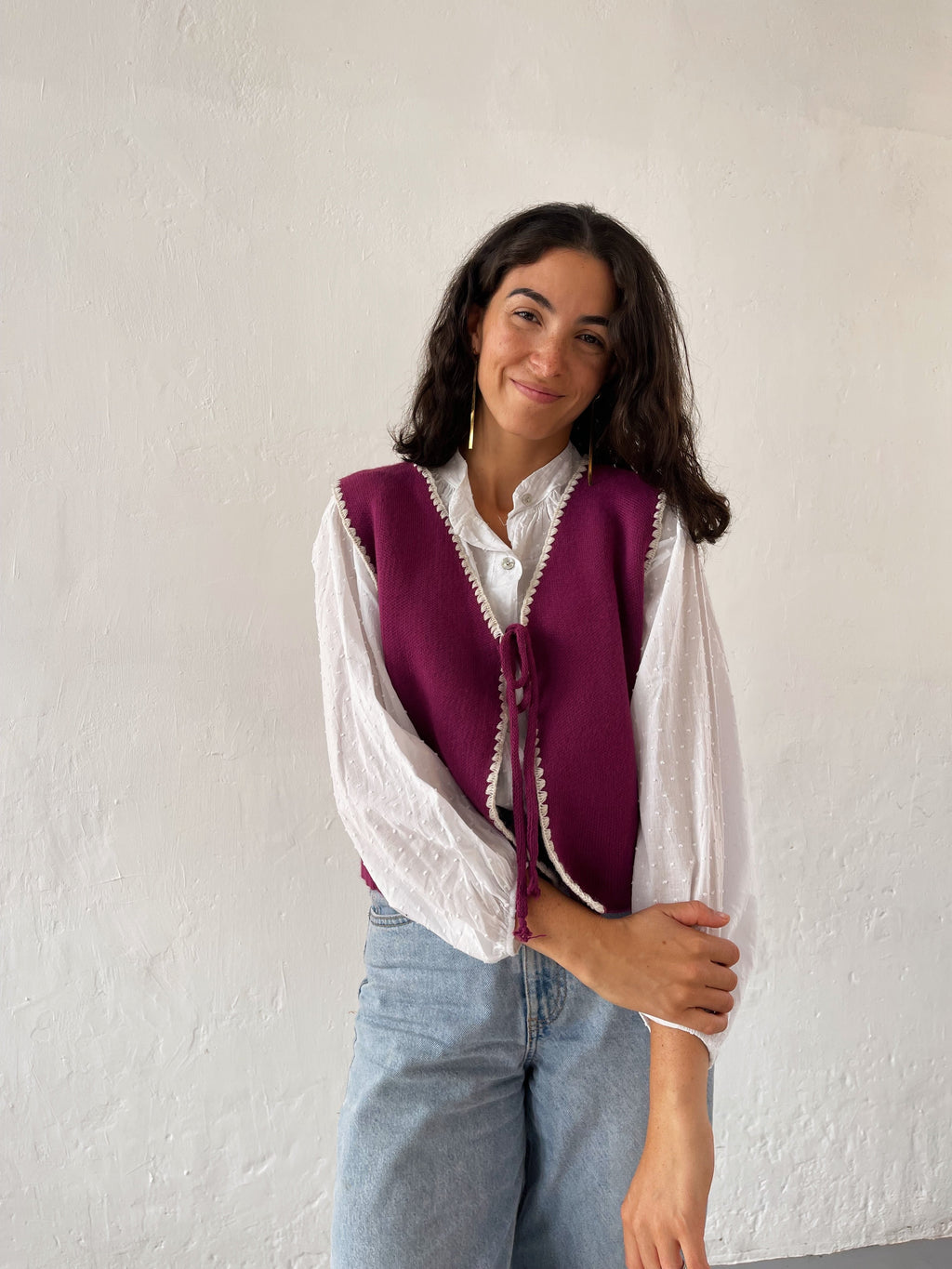 Gilet Maille Fuchsia