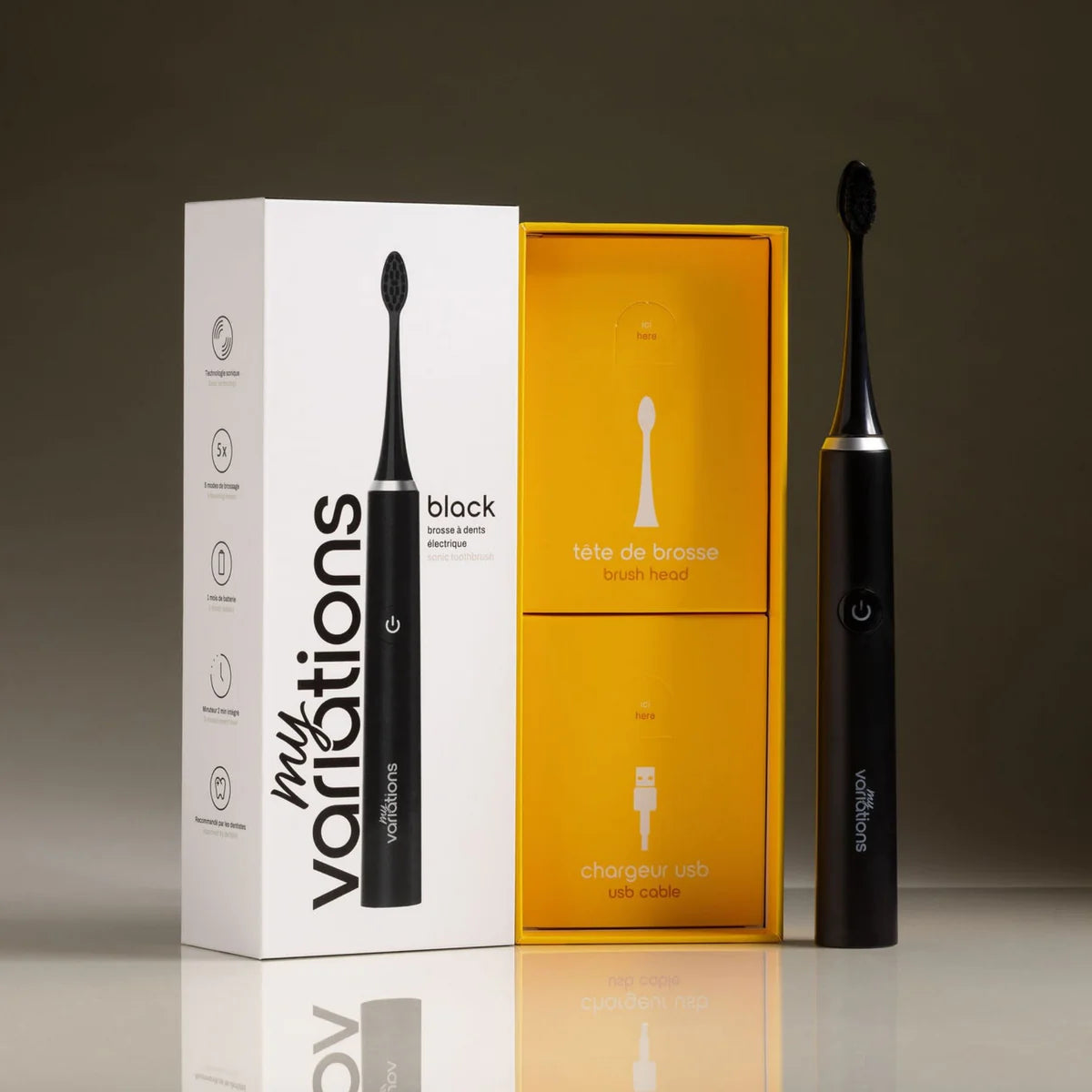 Brosse Noire + Étui + Support