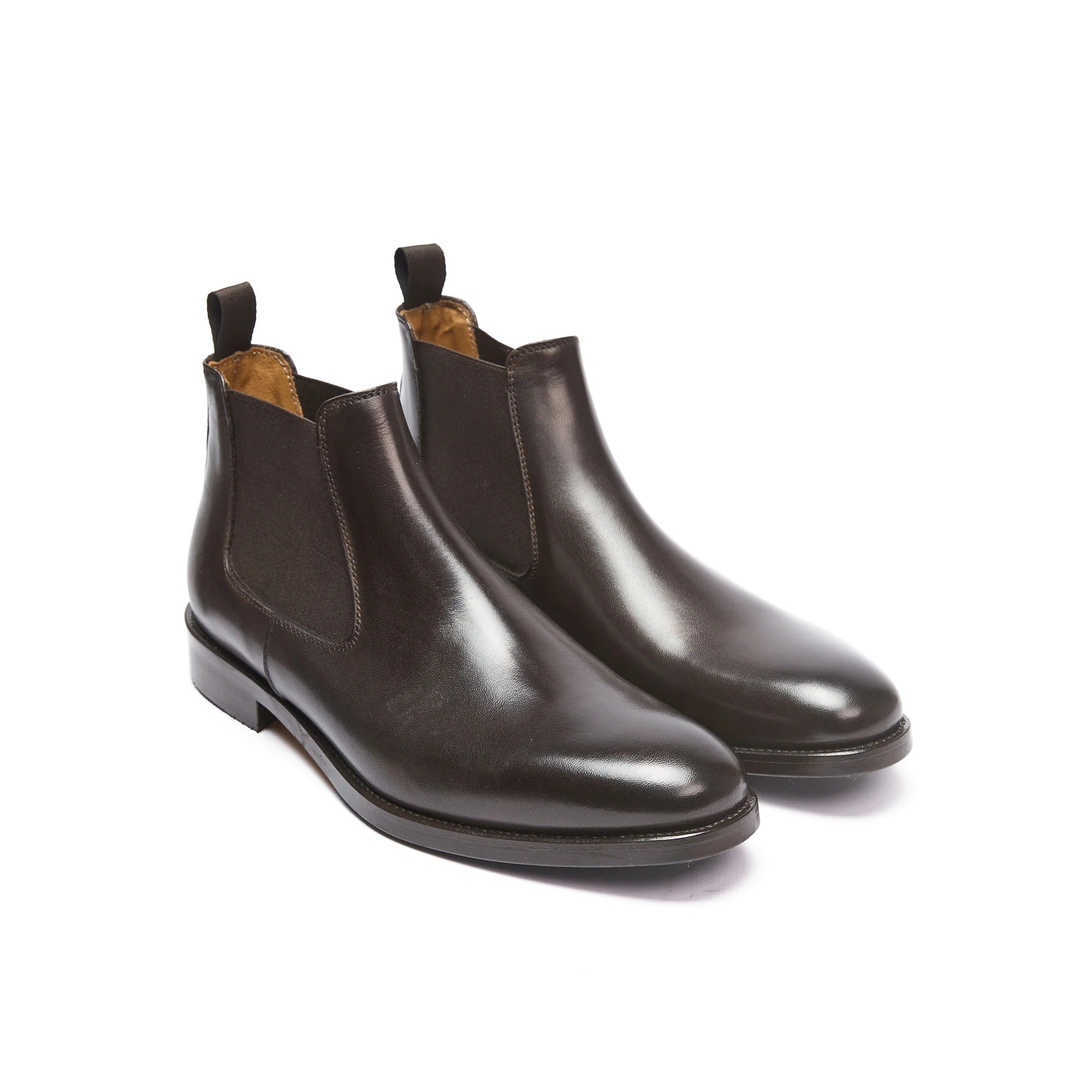 Chelsea Boots with Floral Toe - Dark Brown - Women