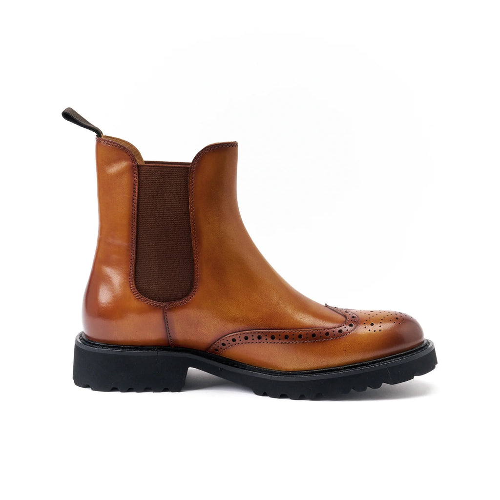 Boots Chelsea À Bout Fleuri - Marron Clair - Femme