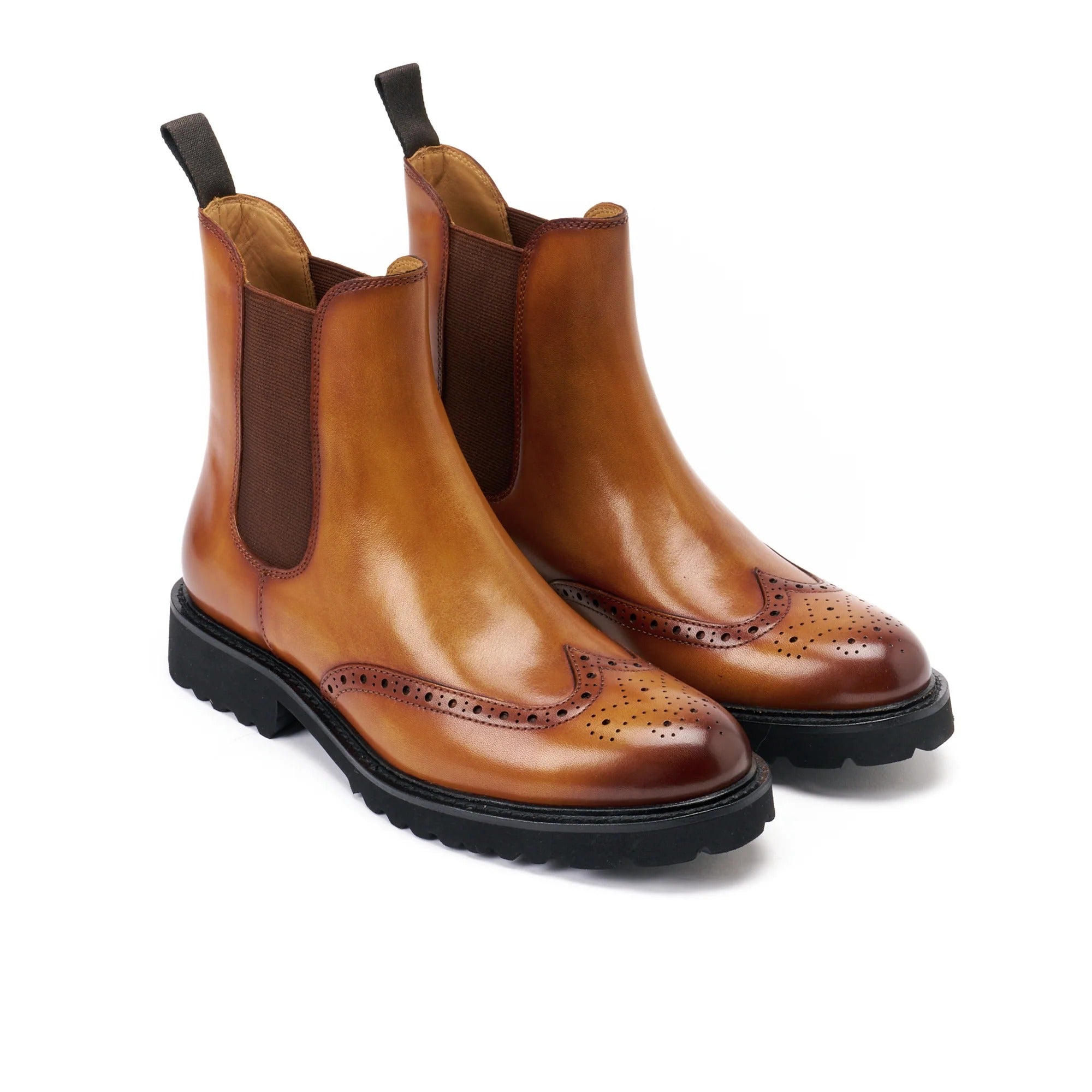 Boots Chelsea À Bout Fleuri - Marron Clair - Femme