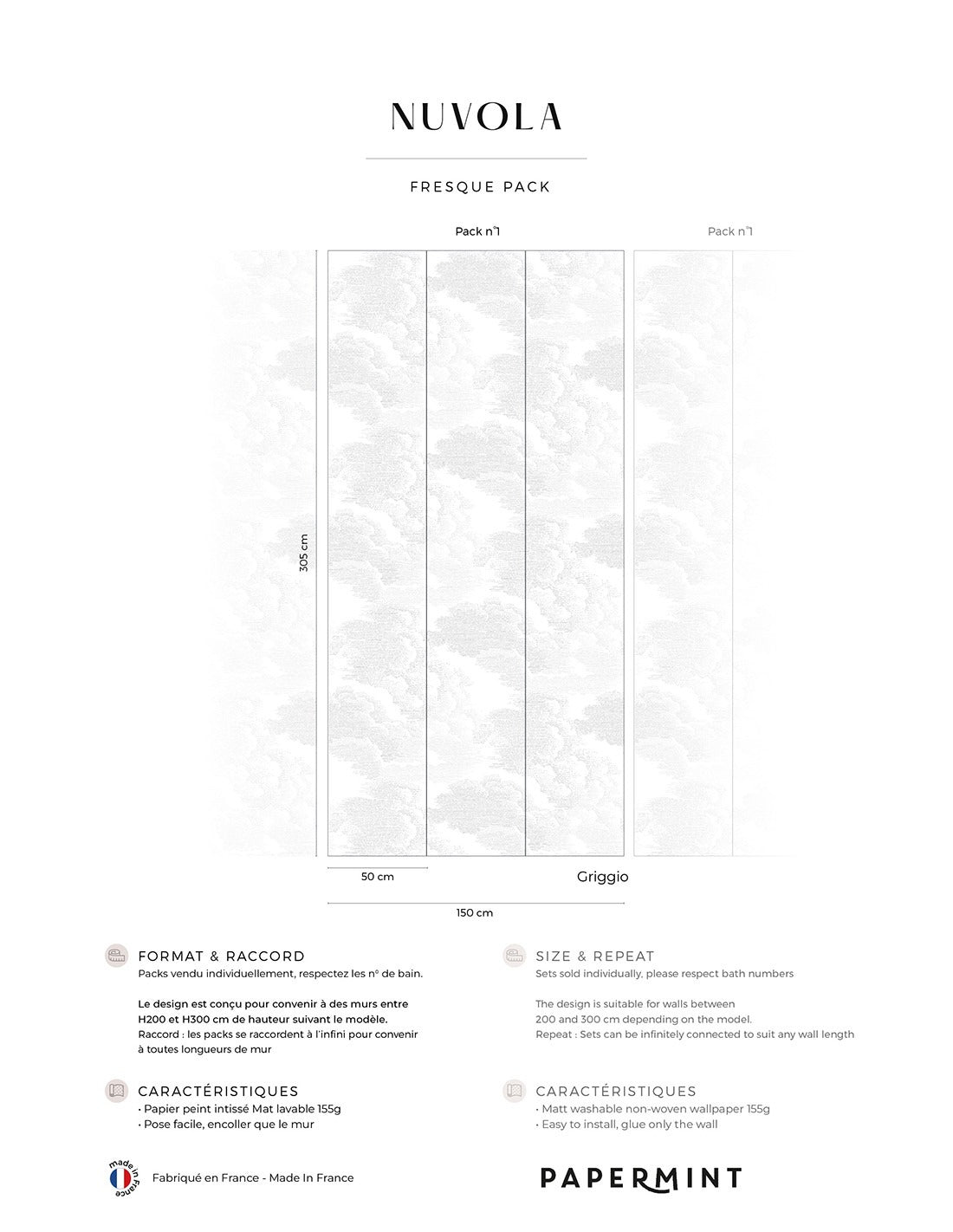 Fresque Nuvola - Grigio