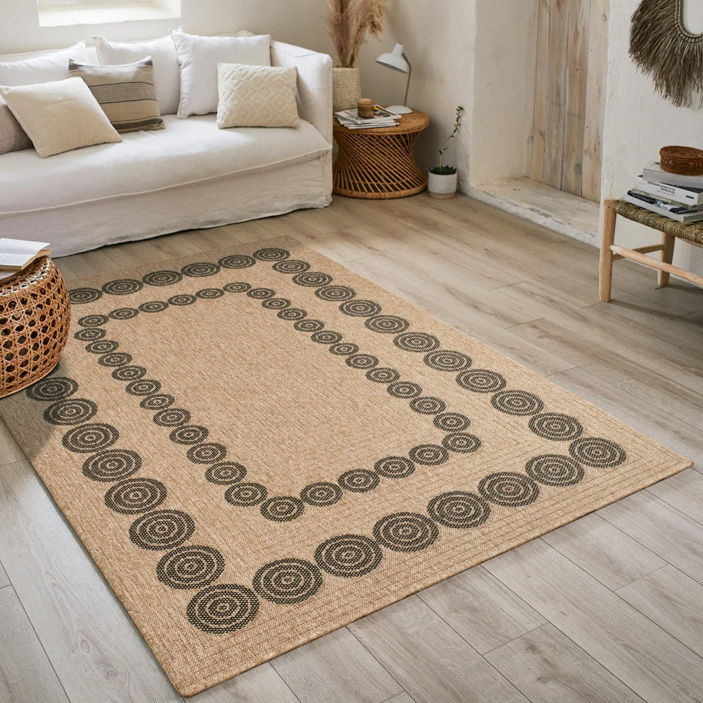 Nature Rug Natural Jute Look - Black Geometric Patterns