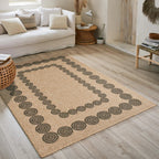 Nature Rug Natural Jute Look - Black Geometric Patterns