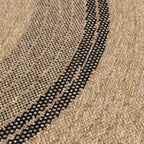 Round Nature Rug Natural Jute Look - Black Pattern