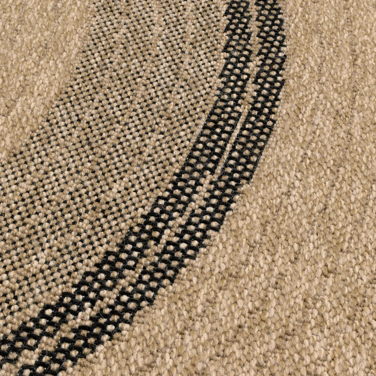 Round Nature Rug Natural Jute Look - Black Pattern