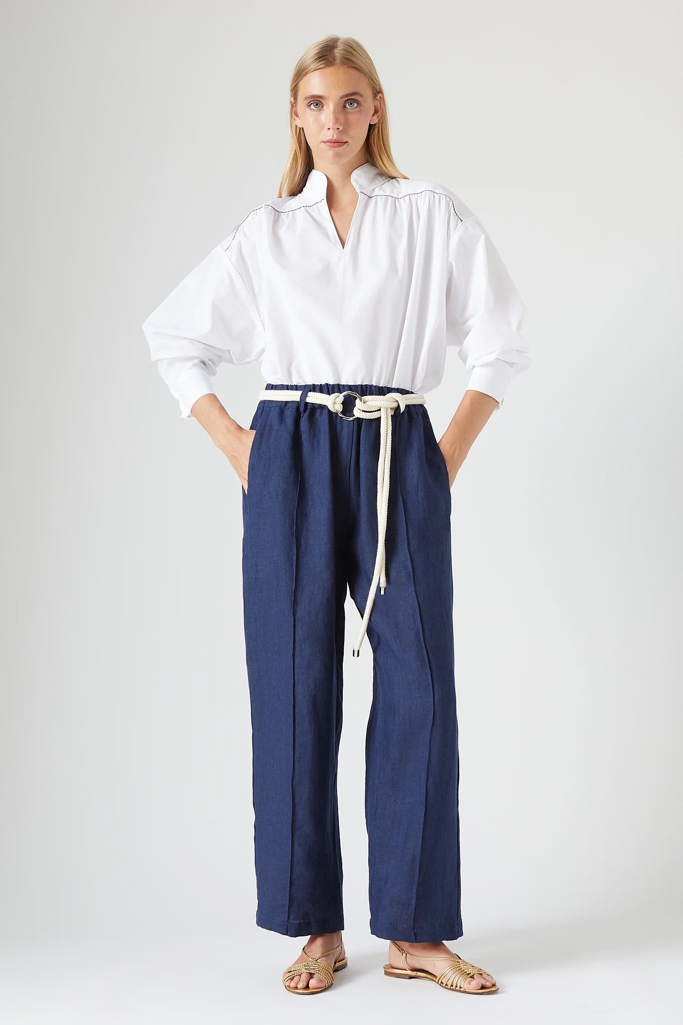 Pantalon Avec Ceinture Theo Indigo