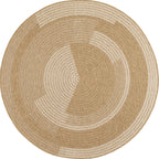 Round Nature Rug Natural Jute Look - White Pattern