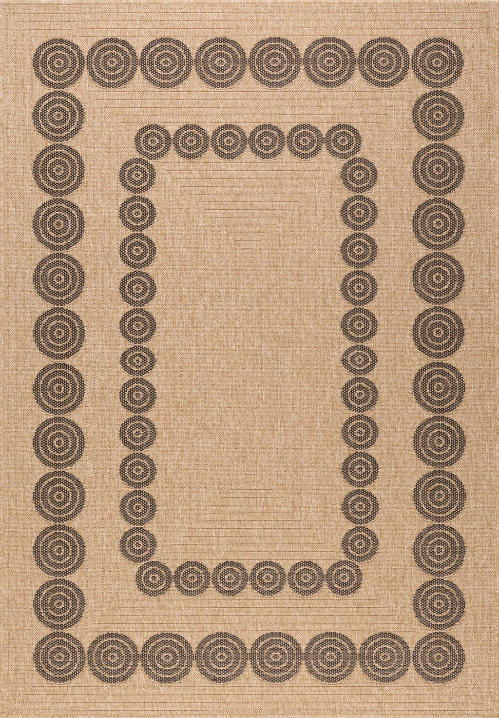 Nature Rug Natural Jute Look - Black Geometric Patterns