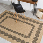 Nature Rug Natural Jute Look - Black Geometric Patterns