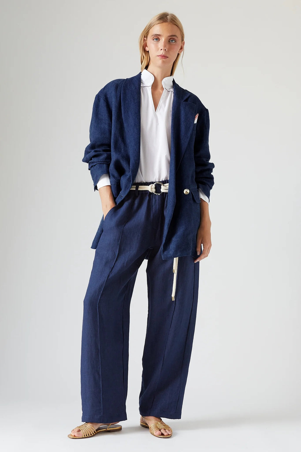 Pantalon Avec Ceinture Theo Indigo