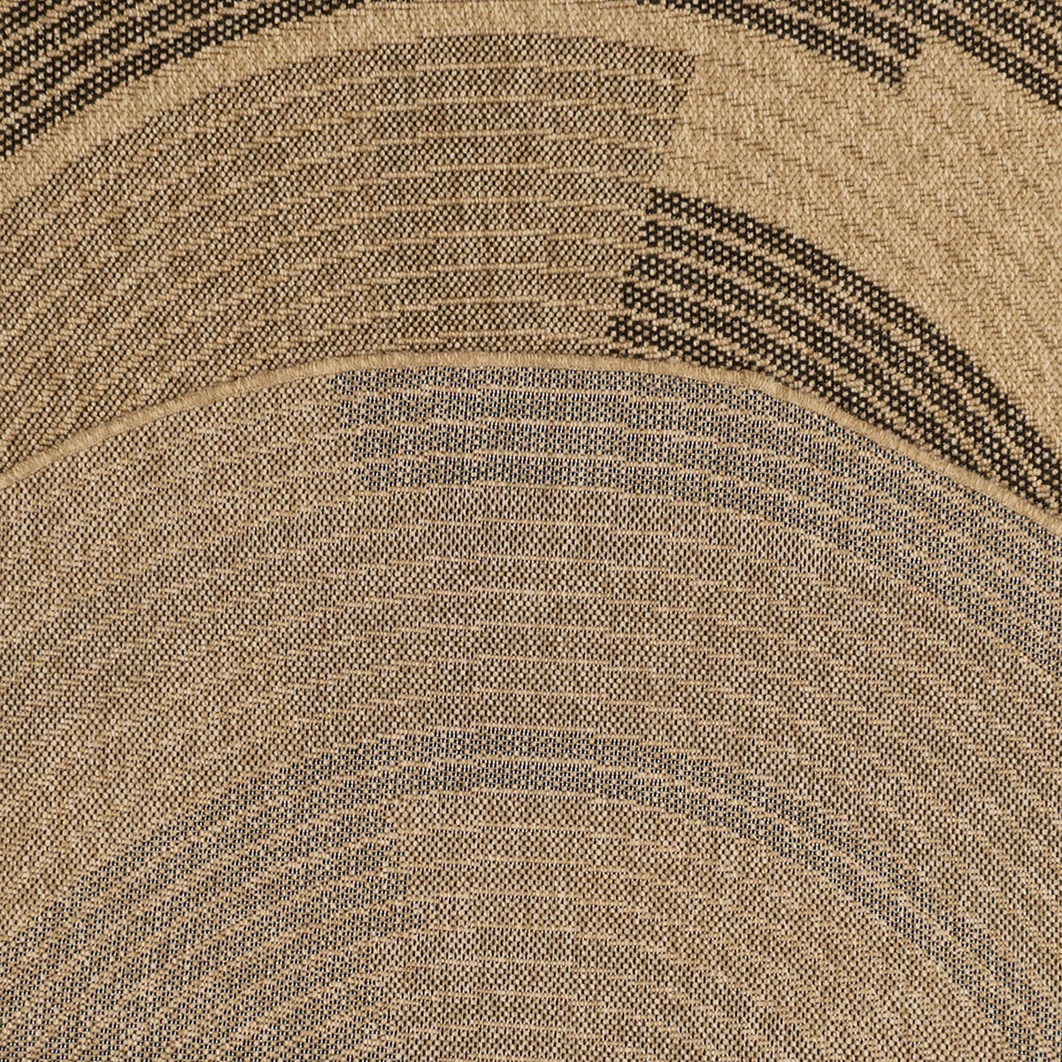Round Nature Rug Natural Jute Look - Black Pattern