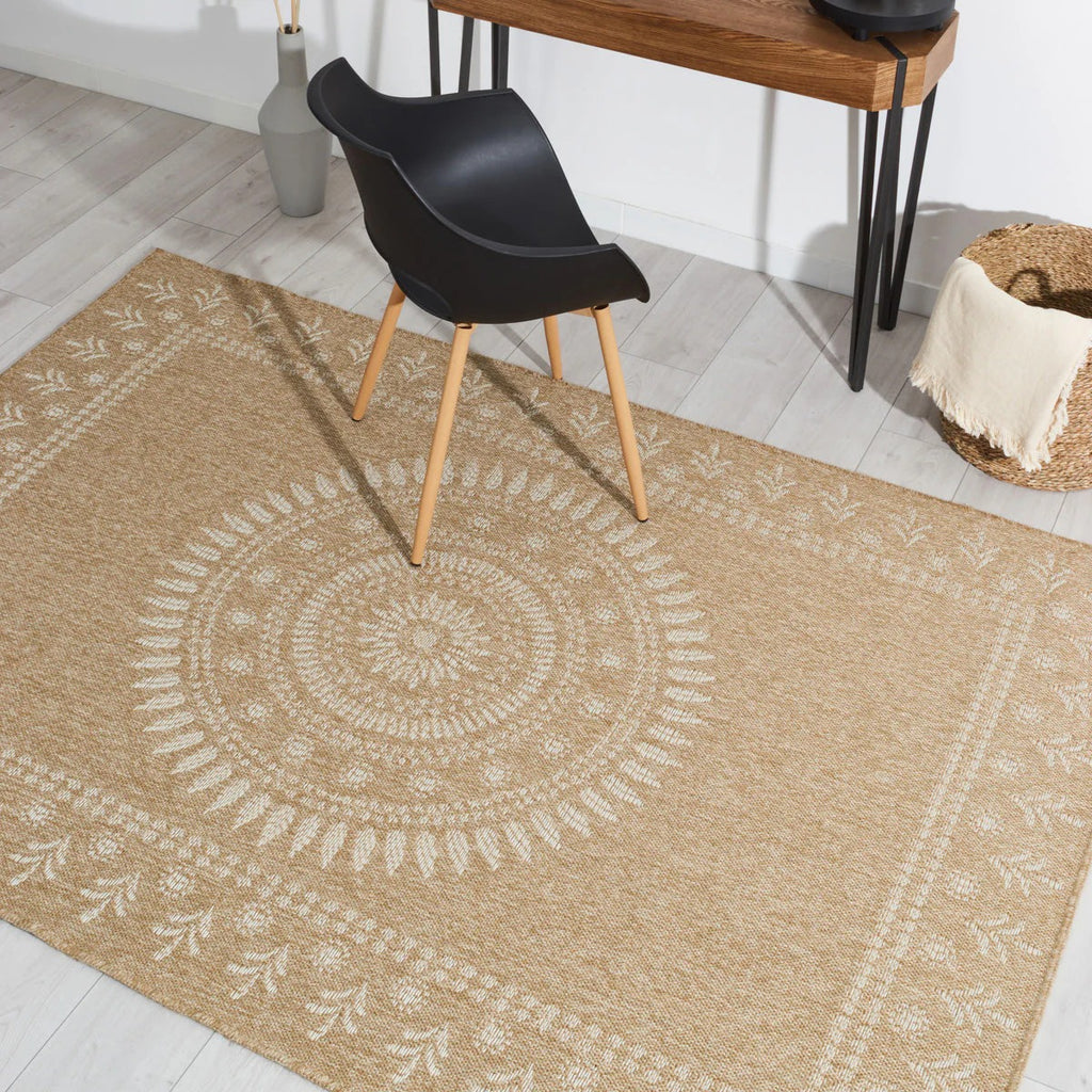 Alfombra Natural Efecto Yute - Motivos Orientales Blancos
