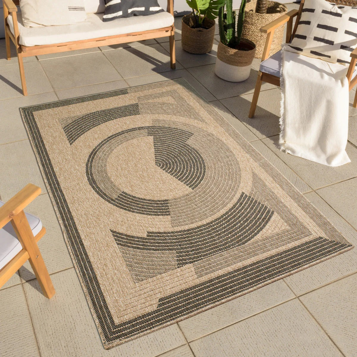 Nature Rug Natural Jute Look - Black Pattern