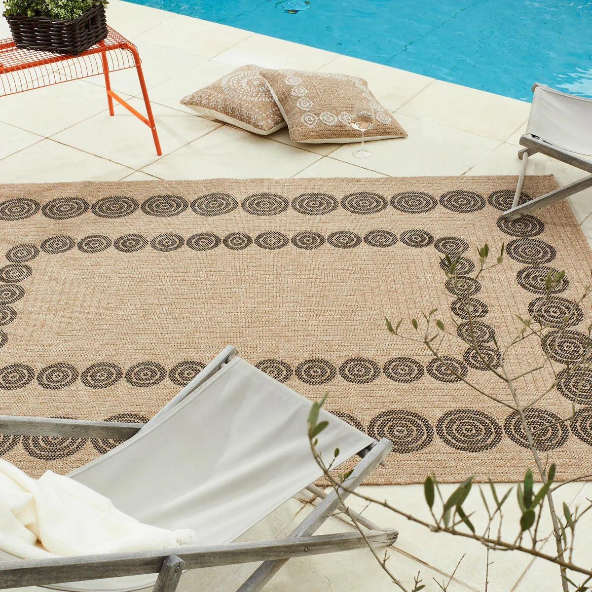 Nature Rug Natural Jute Look - Black Geometric Patterns