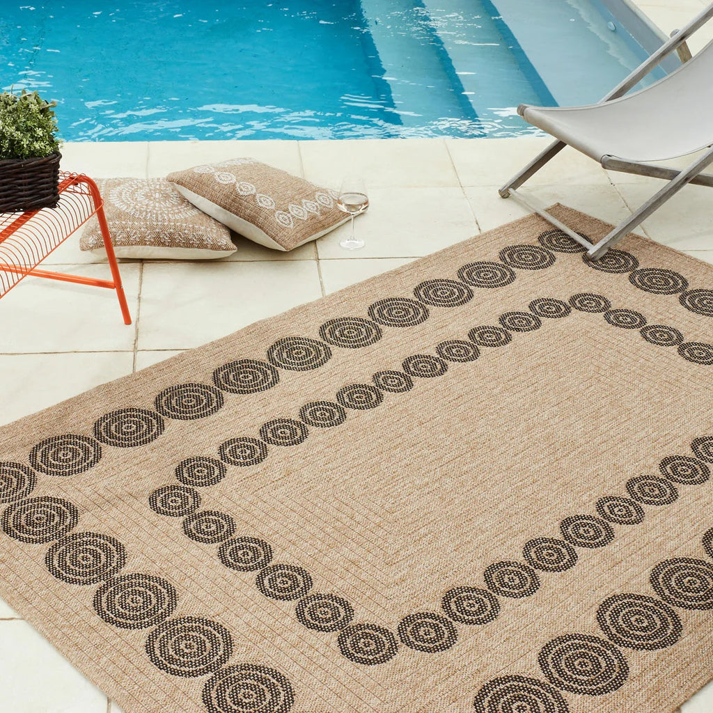 Nature Rug Natural Jute Look - Black Geometric Patterns