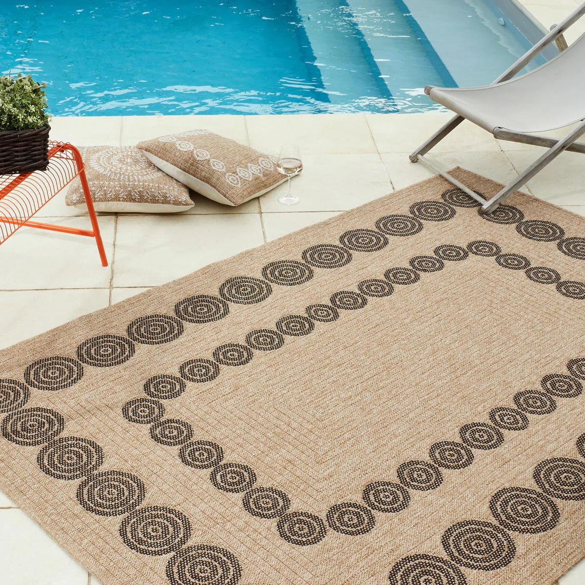 Nature Rug Natural Jute Look - Black Geometric Patterns