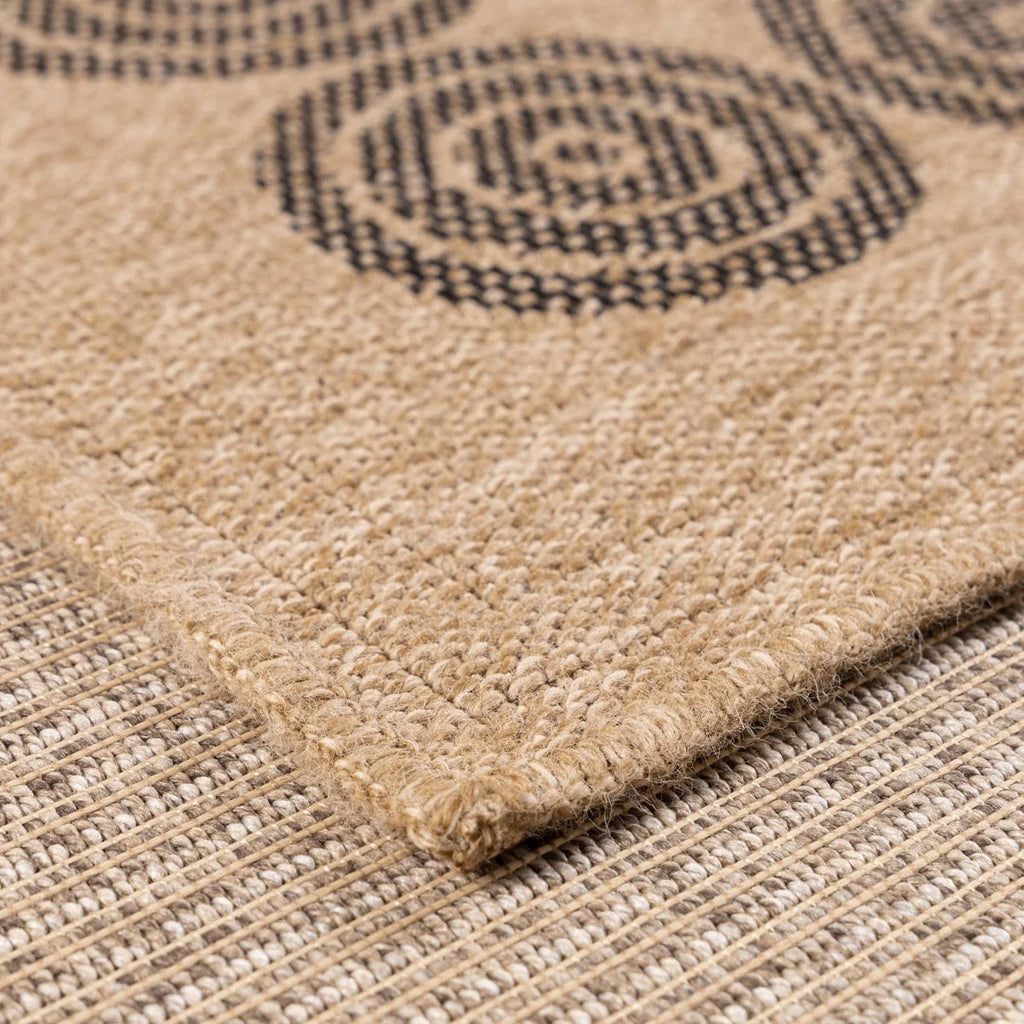 Nature Rug Natural Jute Look - Black Geometric Patterns