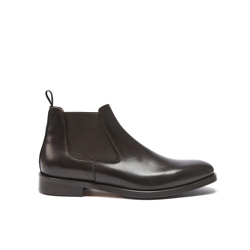 Chelsea Boots with Floral Toe - Dark Brown - Women