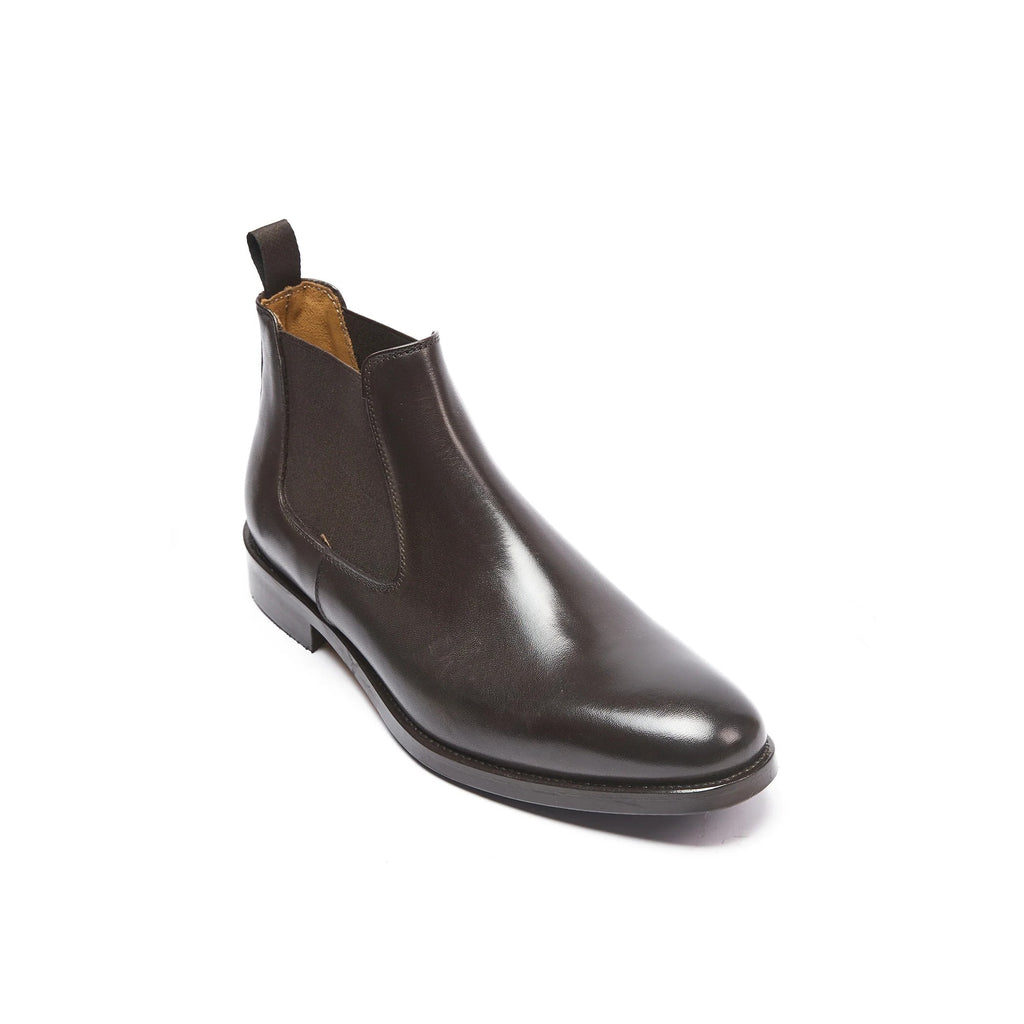 Chelsea Boots with Floral Toe - Dark Brown - Women