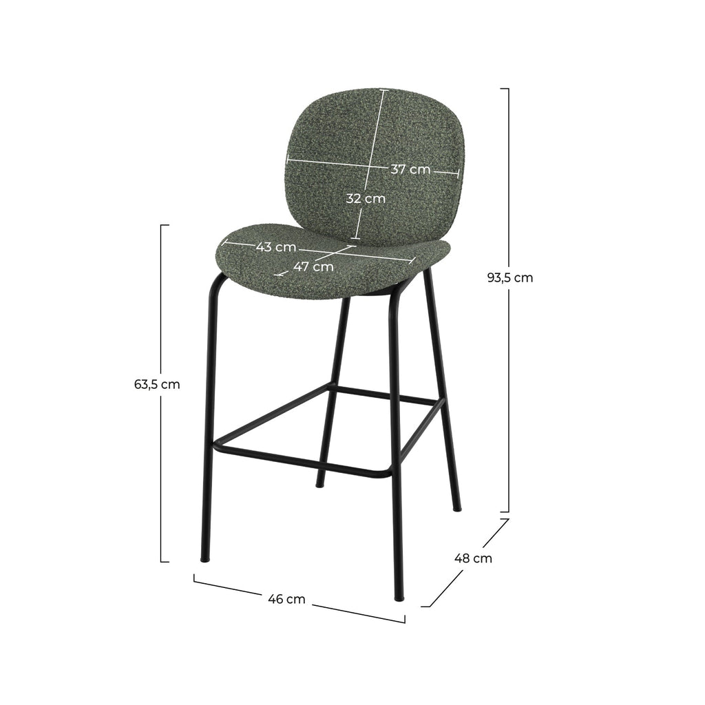 Iris - Lot De 2 Chaises Pour Îlot Central En Tissu Bouclé Vert