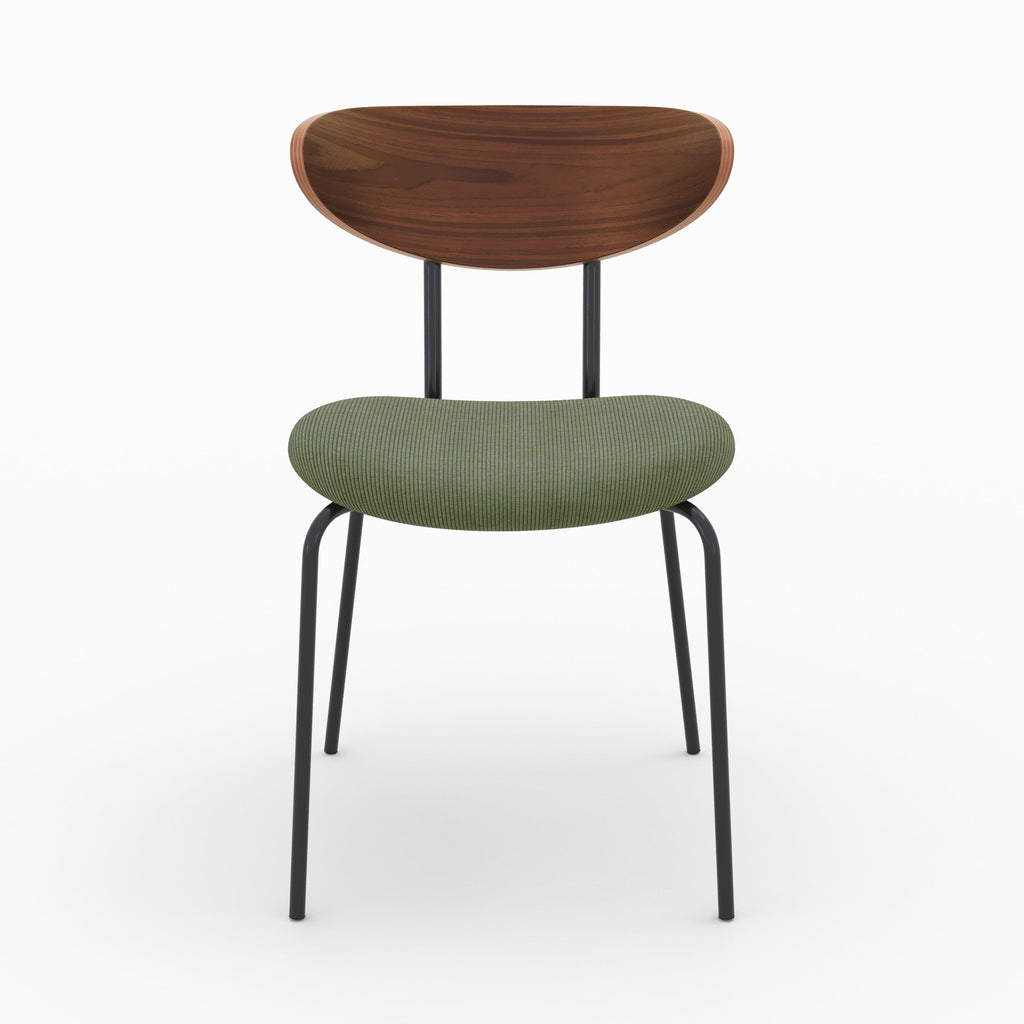 Jade - Set of 2 Chairs in Khaki Green Corduroy and Walnut Back