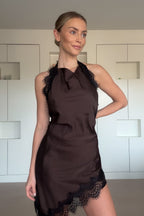 Robe Dos Nu En Dentelle Marron