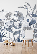 Mural Jardín Inglés - Azul escarchado