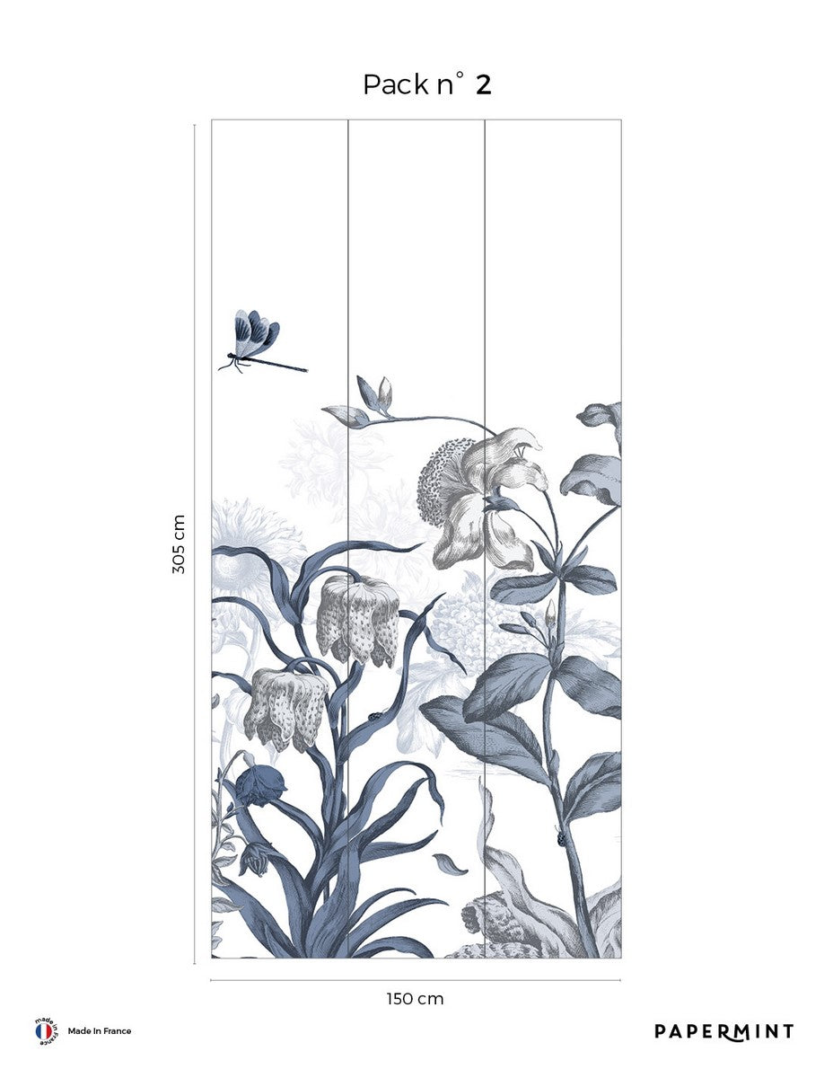 Mural Jardín Inglés - Azul escarchado