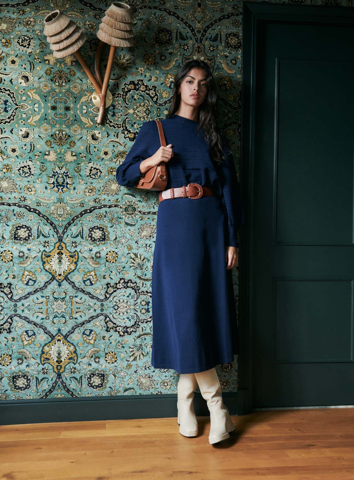 JASMINE NAVY KNIT SKIRT PETITE MENDIGOTE