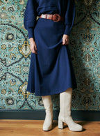 JASMINE NAVY KNIT SKIRT PETITE MENDIGOTE