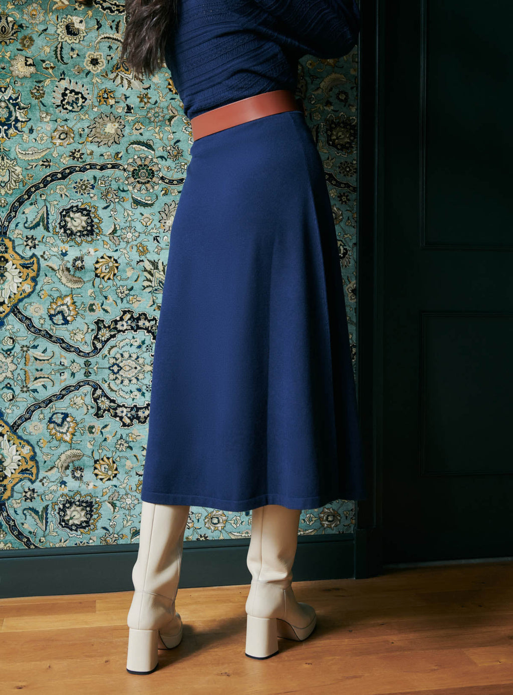 JASMINE NAVY KNIT SKIRT PETITE MENDIGOTE