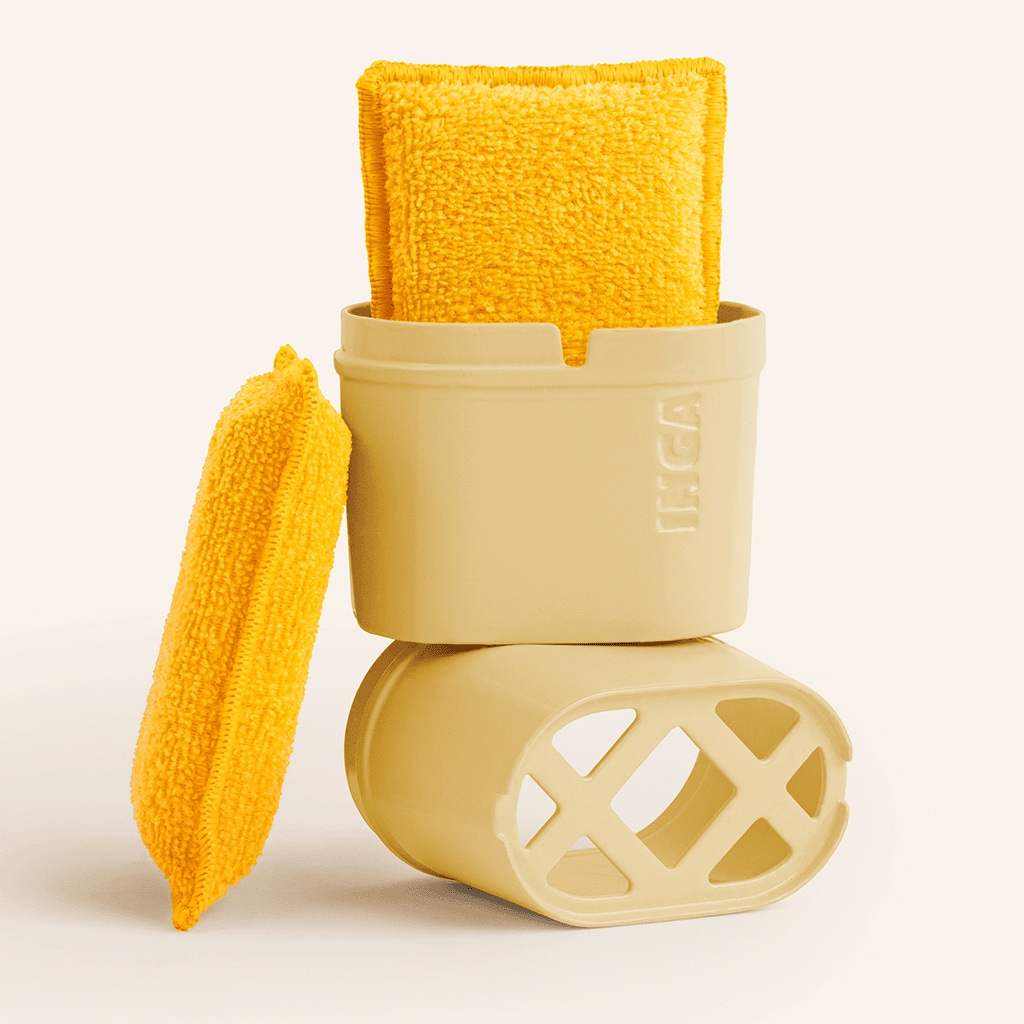 Yellow double absorption washable sponge with support