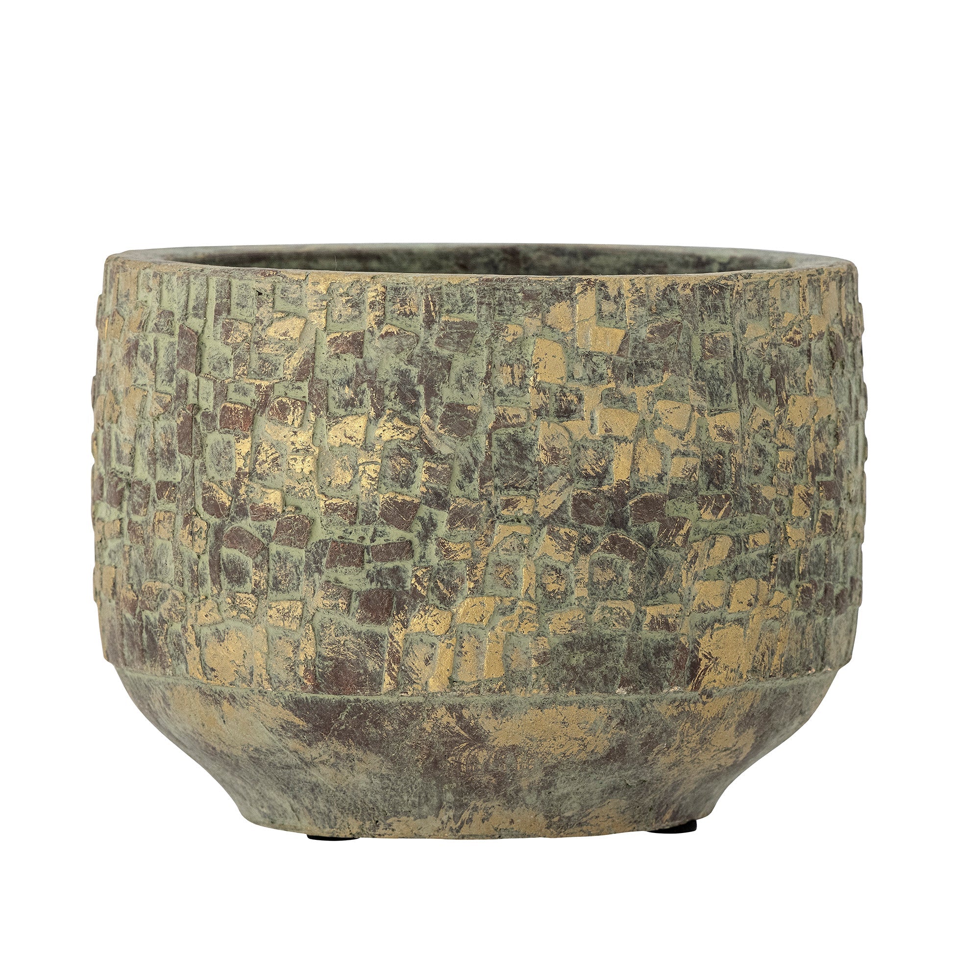 Mawi - Set of 4 Decorative Plant Pot Covers - Green - Terracotta