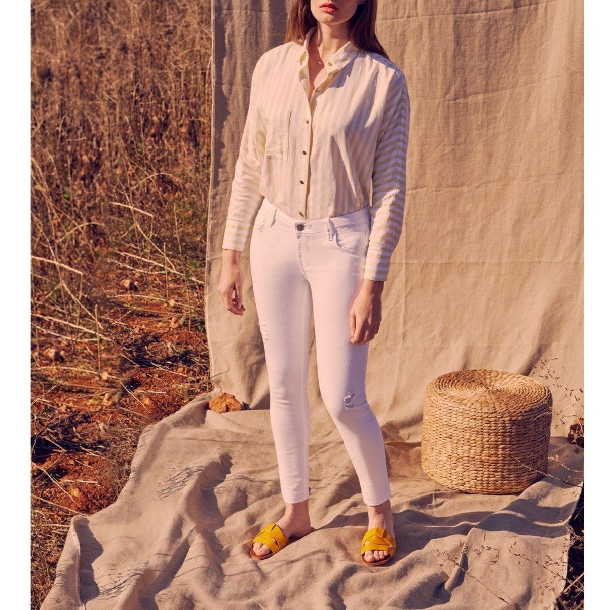 Jean Skinny Cropped Lily - Denim White - Femme
