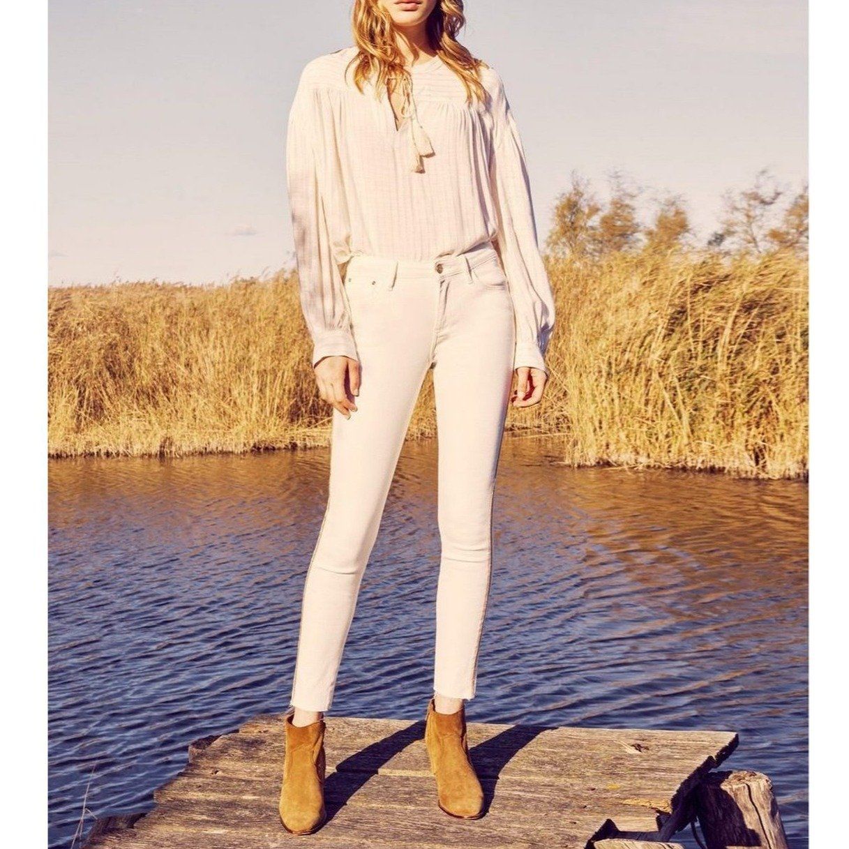 Jean Skinny Cropped Lily Herring - Denim Off White - Femme