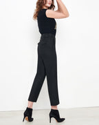 Lorenzo Fancy Cropped Straight Jeans - Glitter Black