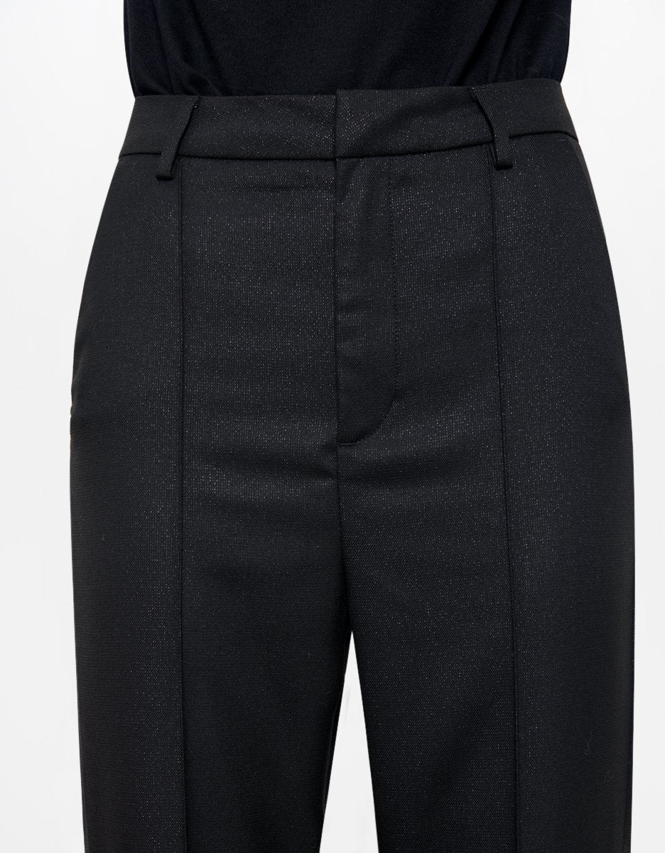 Lorenzo Fancy Cropped Straight Jeans - Glitter Black