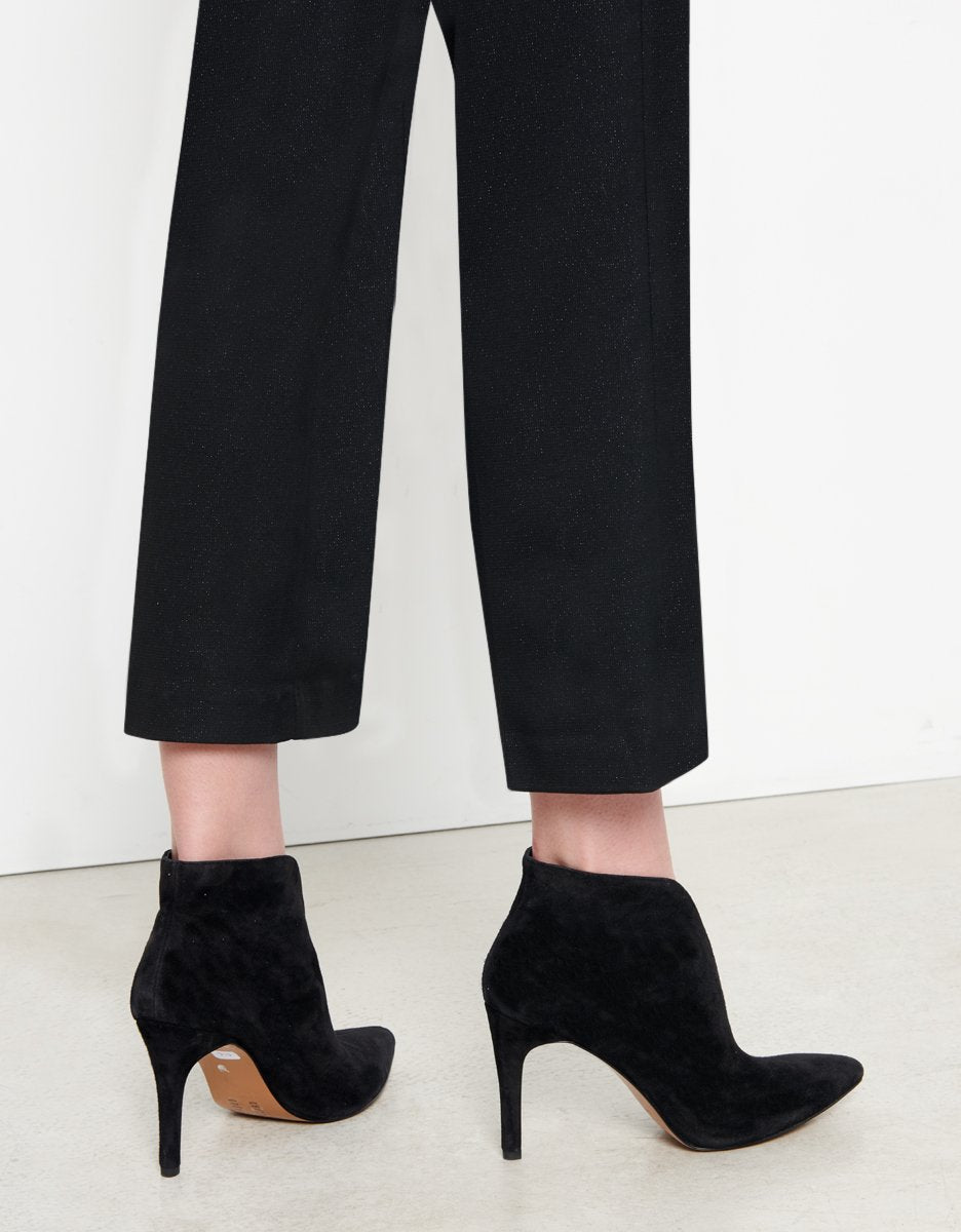 Lorenzo Fancy Cropped Straight Jeans - Glitter Black