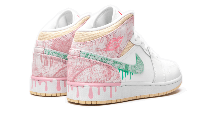 Air Jordan - Air Jordan 1 Mid Se Paint Drip - Blanc