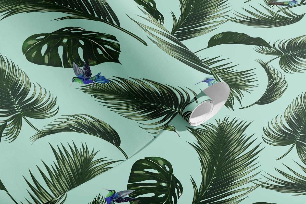 Rollo de Papel Pintado Jungle - Verde Agua