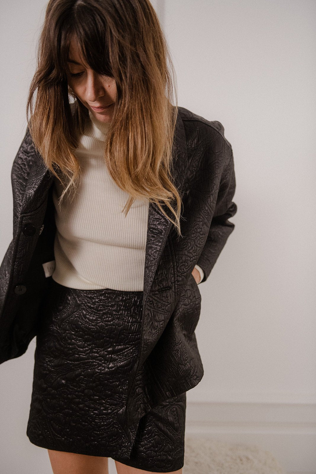 Falda Carla - Jacquard Negro